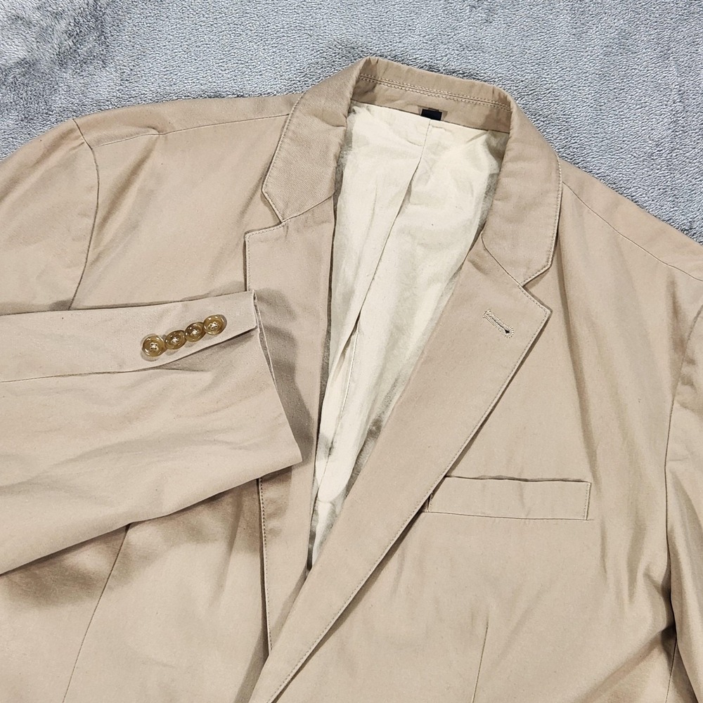 J Crew Blazer Mens XL Beige Cotton Lined Two Button Casual Sport Coat Jacket
